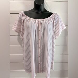 CLAIRE FRANCE Blouse 22 – White with Red Stripes